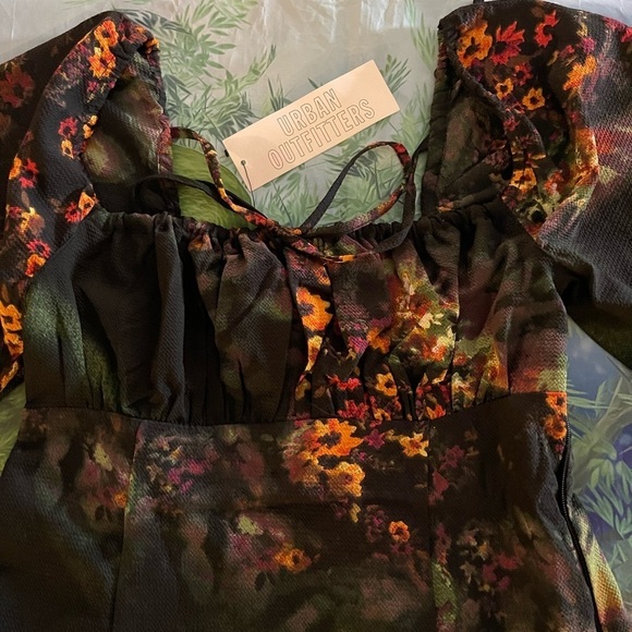 UO Vivienne Printed Long Sleeve Mini Dress, Green, Multiple Sizes, NWT - Picture 13 of 13